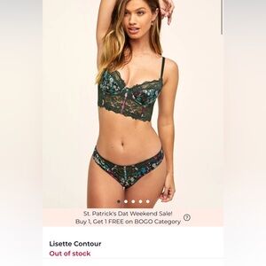 Adore Me Lisette Contour Green Floral Lace Bralette and Panty Set